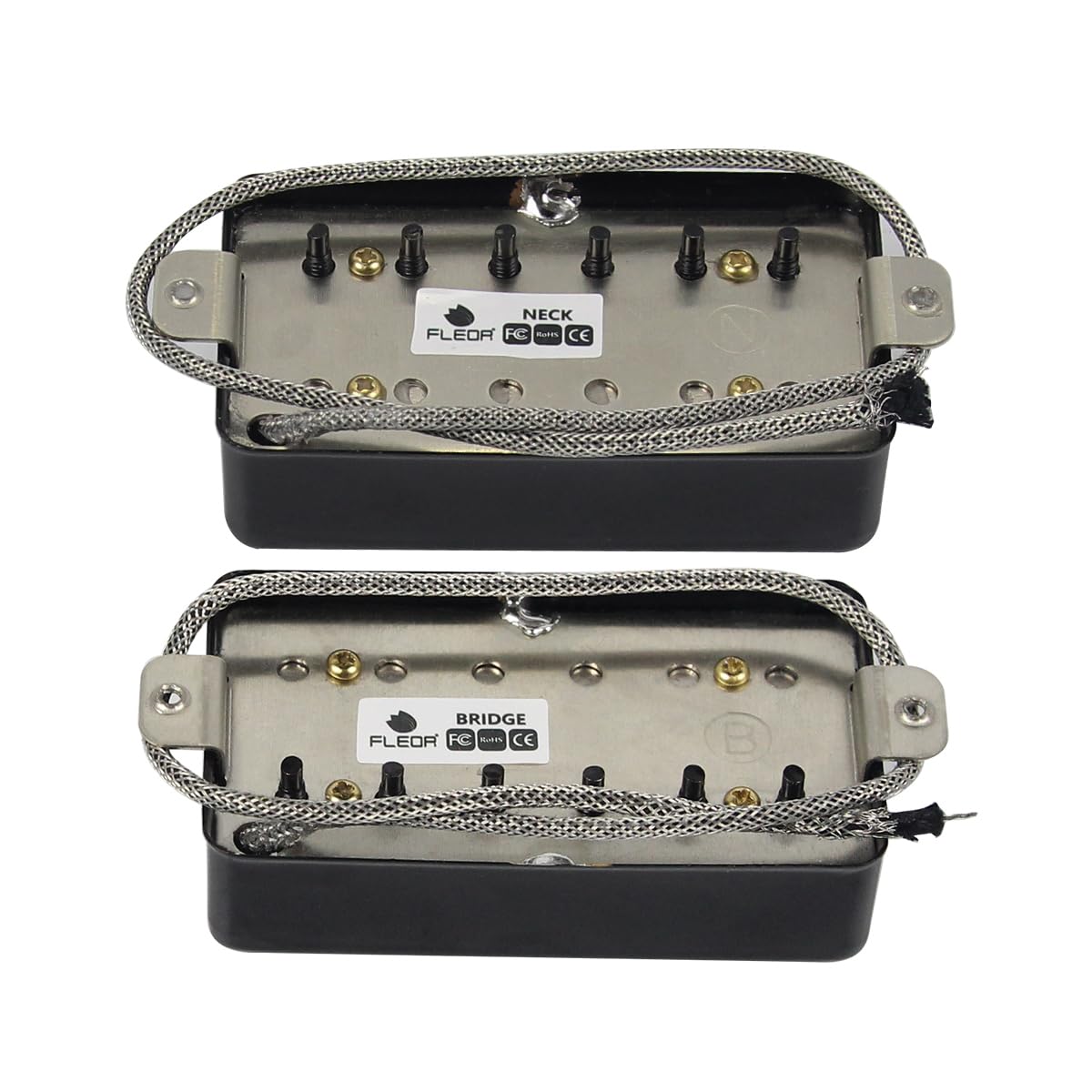 FLEOR Alnico5 Guitar Humbucker Pickup Set Black Bridge & Neck Pickups Compatible with LP style Guitar Part